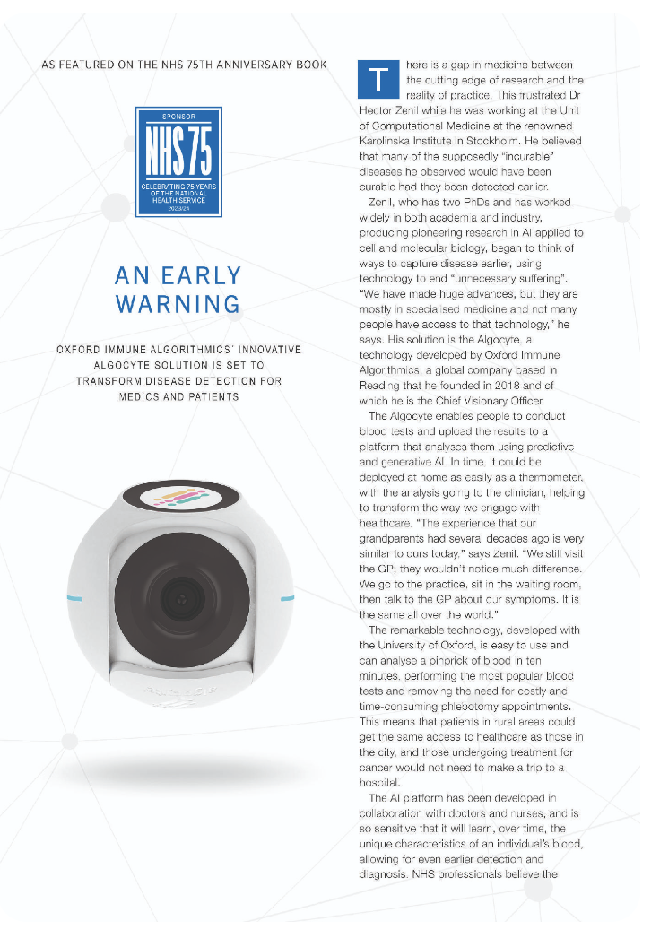 OIA Featured on the NHS 75th Anniversary Book, IFA, CogX and Bloomberg TV — image 2