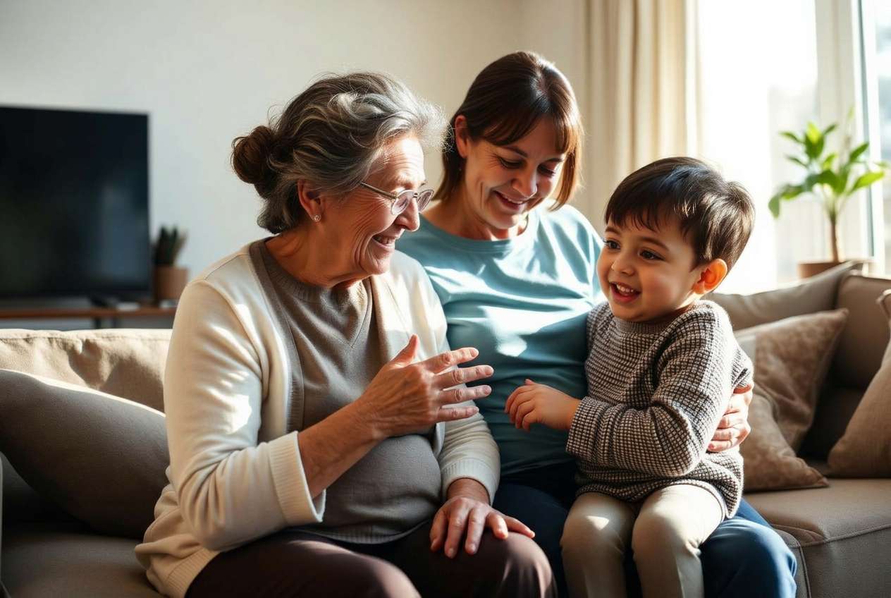 Three generations of a family at home